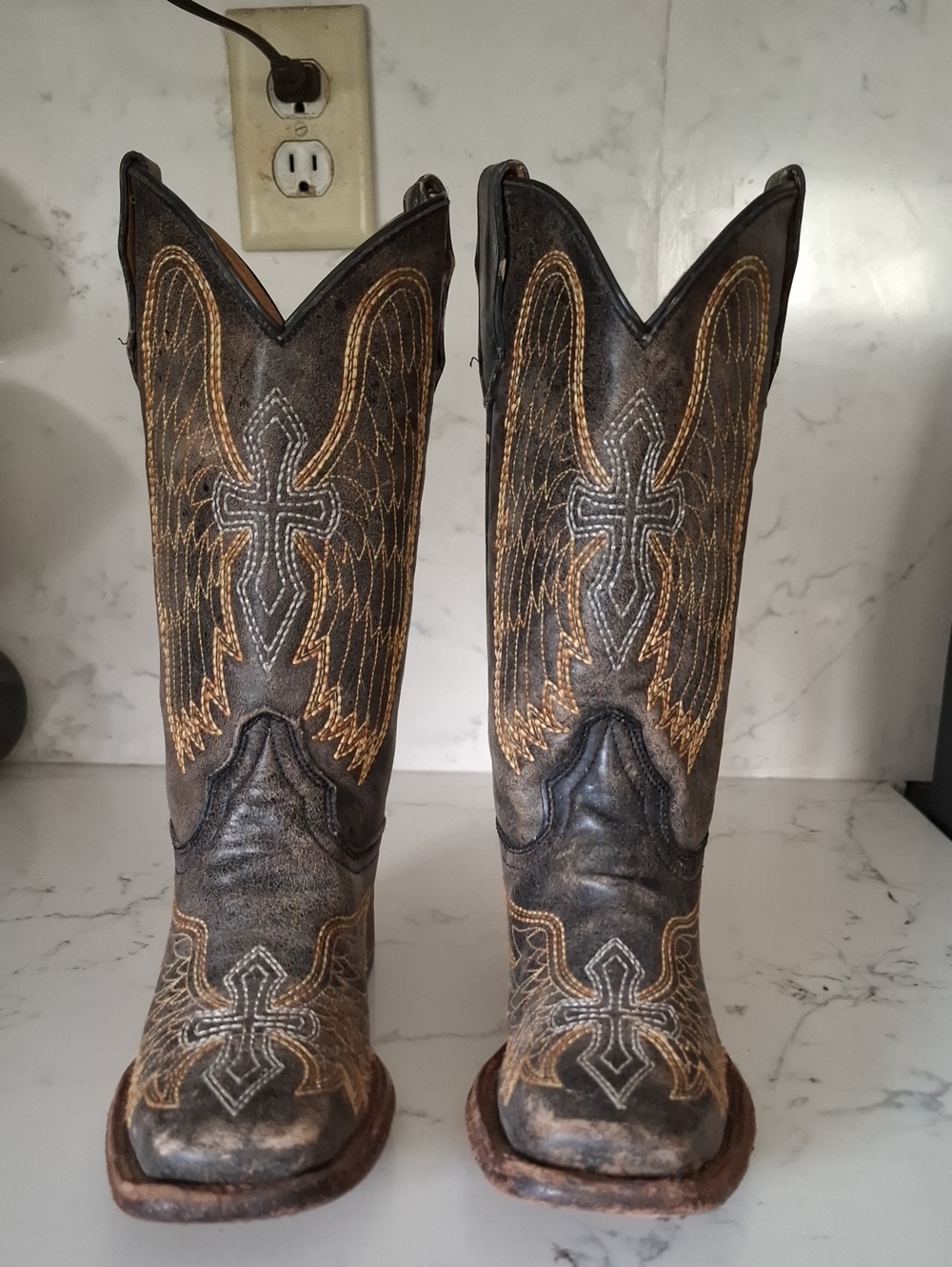 Corral Brown and Tan Western Embroidered Leather Cowboy Boots